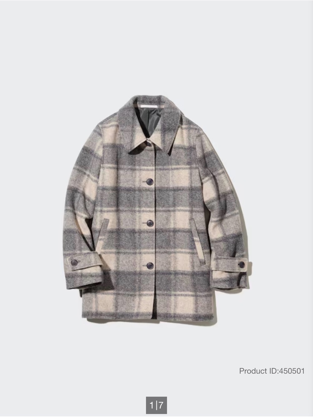 Uniqlo Brushed Short Coat in Light Grey